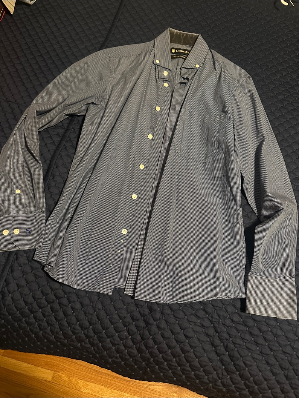 Men’s Navy Micro-Check Dress Shirt